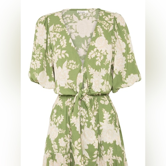 KIVARI Yara Floral Apple Green Tie Front Maxi Dress NWT - Picture 11 of 16